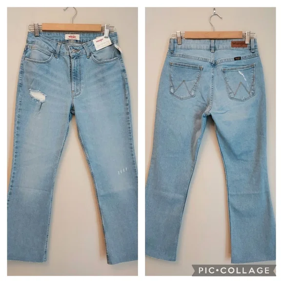 Wrangler High Rise Kick Flare Denim Jean Size 6 28 Light Wash NEW NWT - Picture 4 of 15